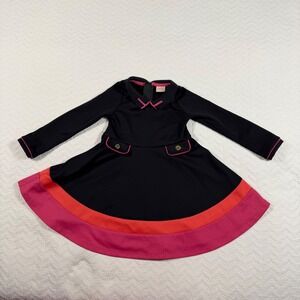 Baker by Ted Baker Girls Black Pink Coral‎ Colorblock Dress 2-3 Years